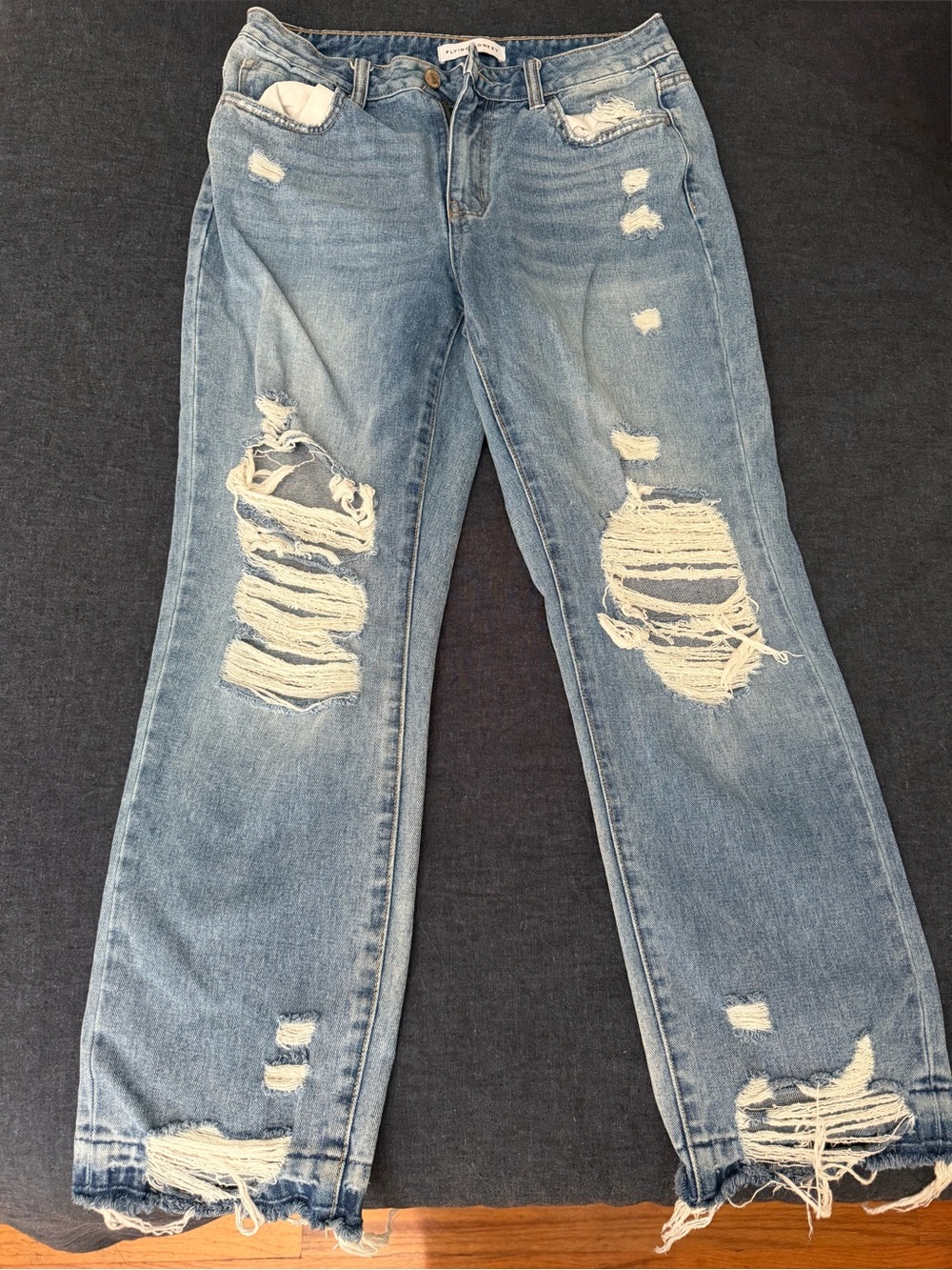 Flying Monkey Light Blue Distressed Cropped Jeans